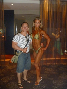 Me and one of my students who did excellent in her physique contest. In ten months, this mother of two young children went from not training for 8 years to number 2 ranked physique competitor in New South Wales, Australia. Consistency and persistence and focus daily habits helped her achieve such great results. 